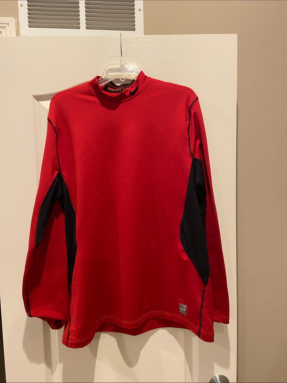Nike Red Athletic Compression Shirt with Black Trim